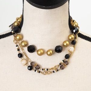 Beaded necklaces for layering metallic gold, black & ivory New York & Co